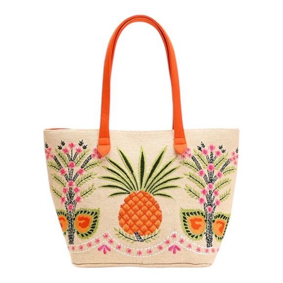 AMERICA & BEYOND PINEAPPLE EMBELLISHED TOTE - Picture 1 of 7